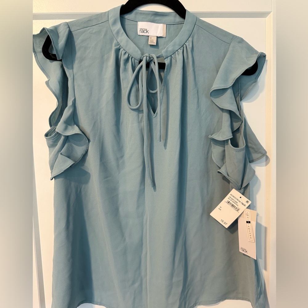 Nordstrom Light Blue Ruffle Blouse